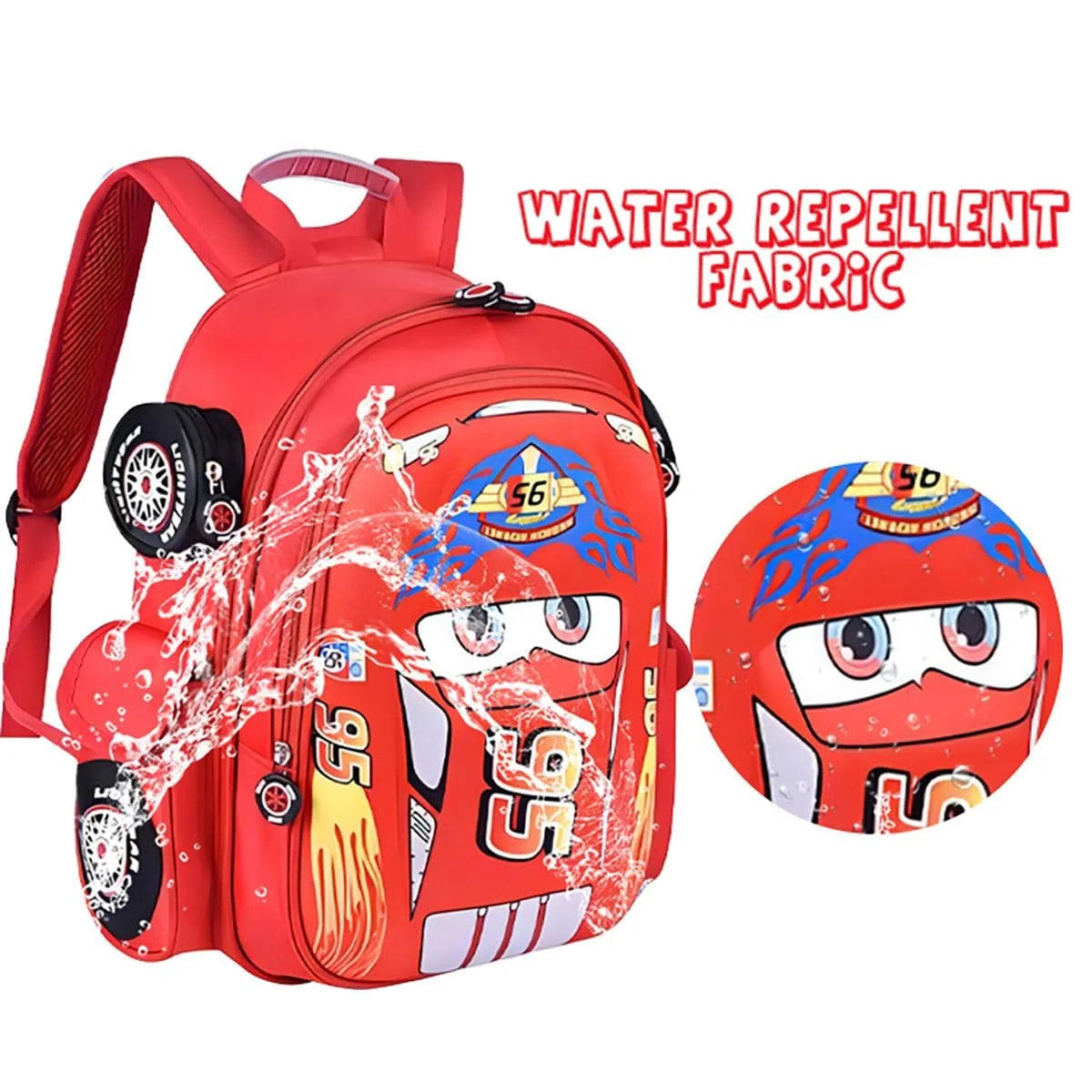 Cars Lightning Mcqueen Backpack 3D Pocket  Backpack Mini Red Racing Backpack