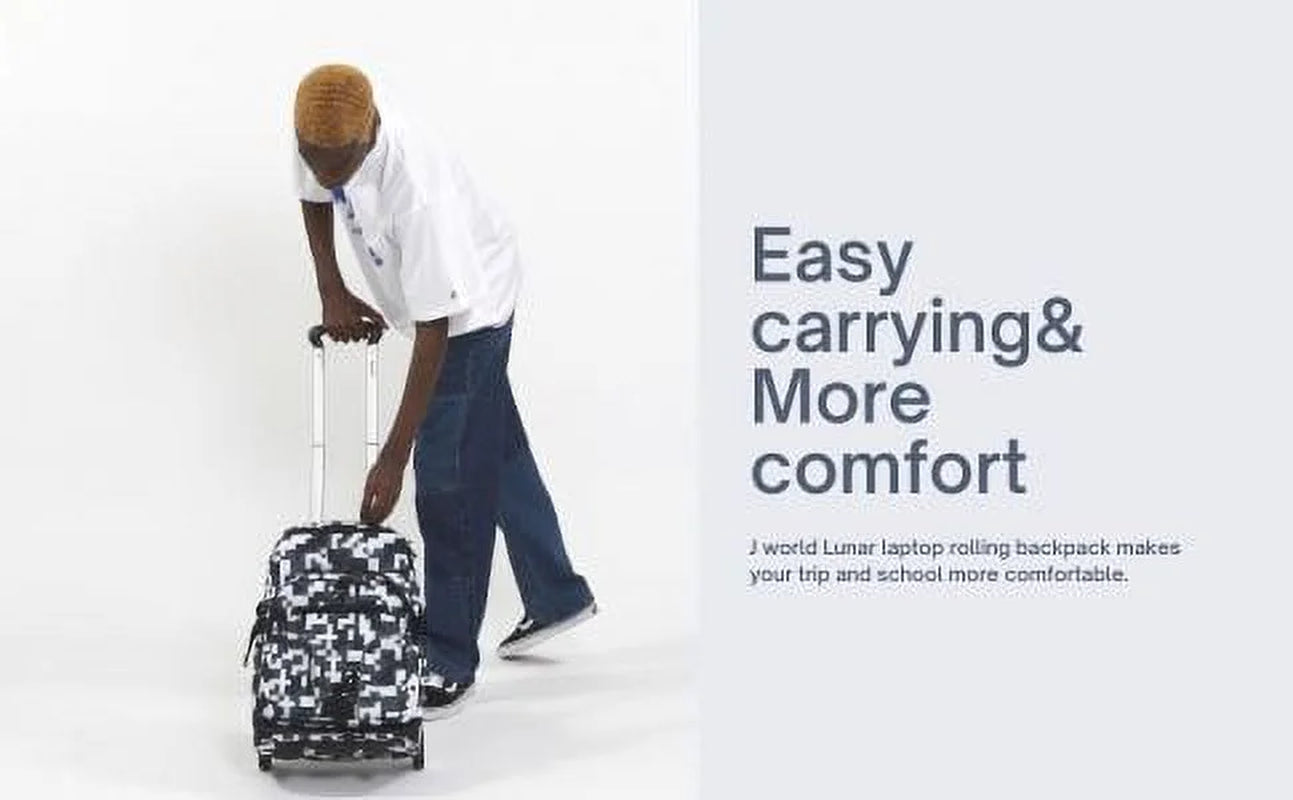 Boys Lunar 19.5" Multi Compartment Laptop Rolling Backpack for School and Travel, Camo