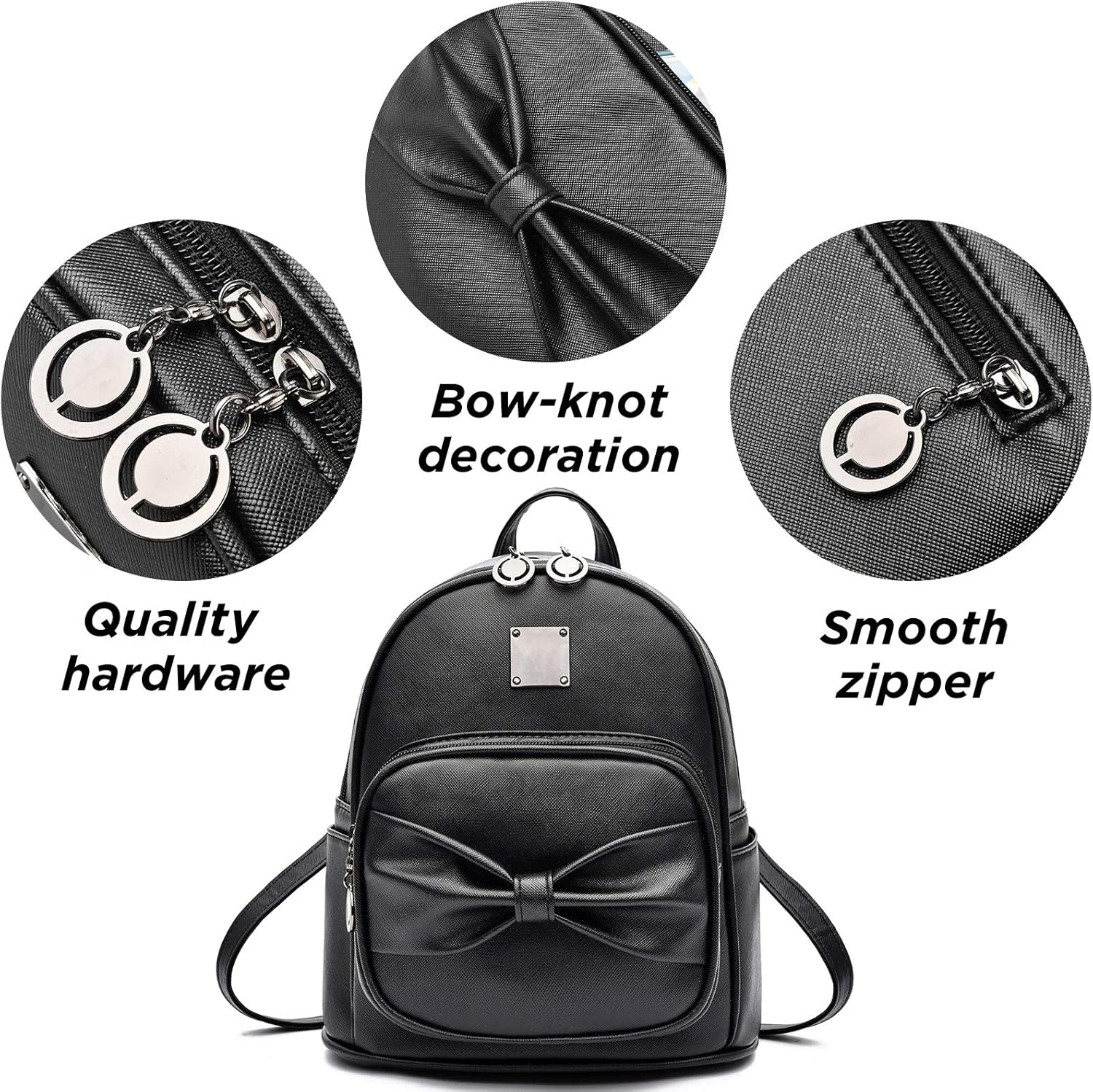 Mini Backpack Purse for Women Teenage Girls Bowknot Fashion Backpack Cute Leather Backpack Gold Pink