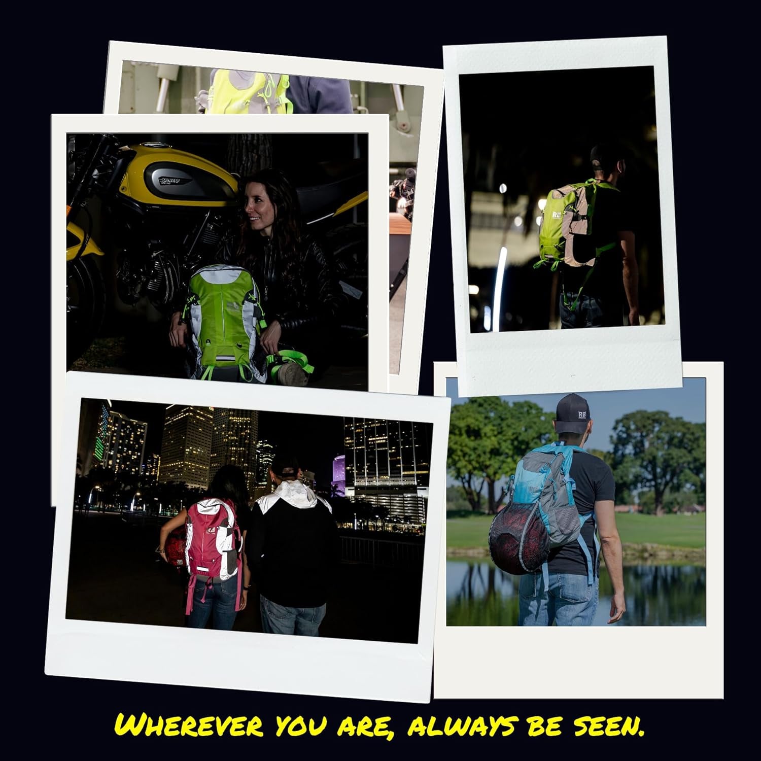 Reflective Motorcycle Backpack – Hi Viz EDC Commuter Bag for Riders, Night Travel, and Daily Use with Helmet Holder, Laptop Compartment, Ventilated Back, Urban Gear (Light Blue Backpack)