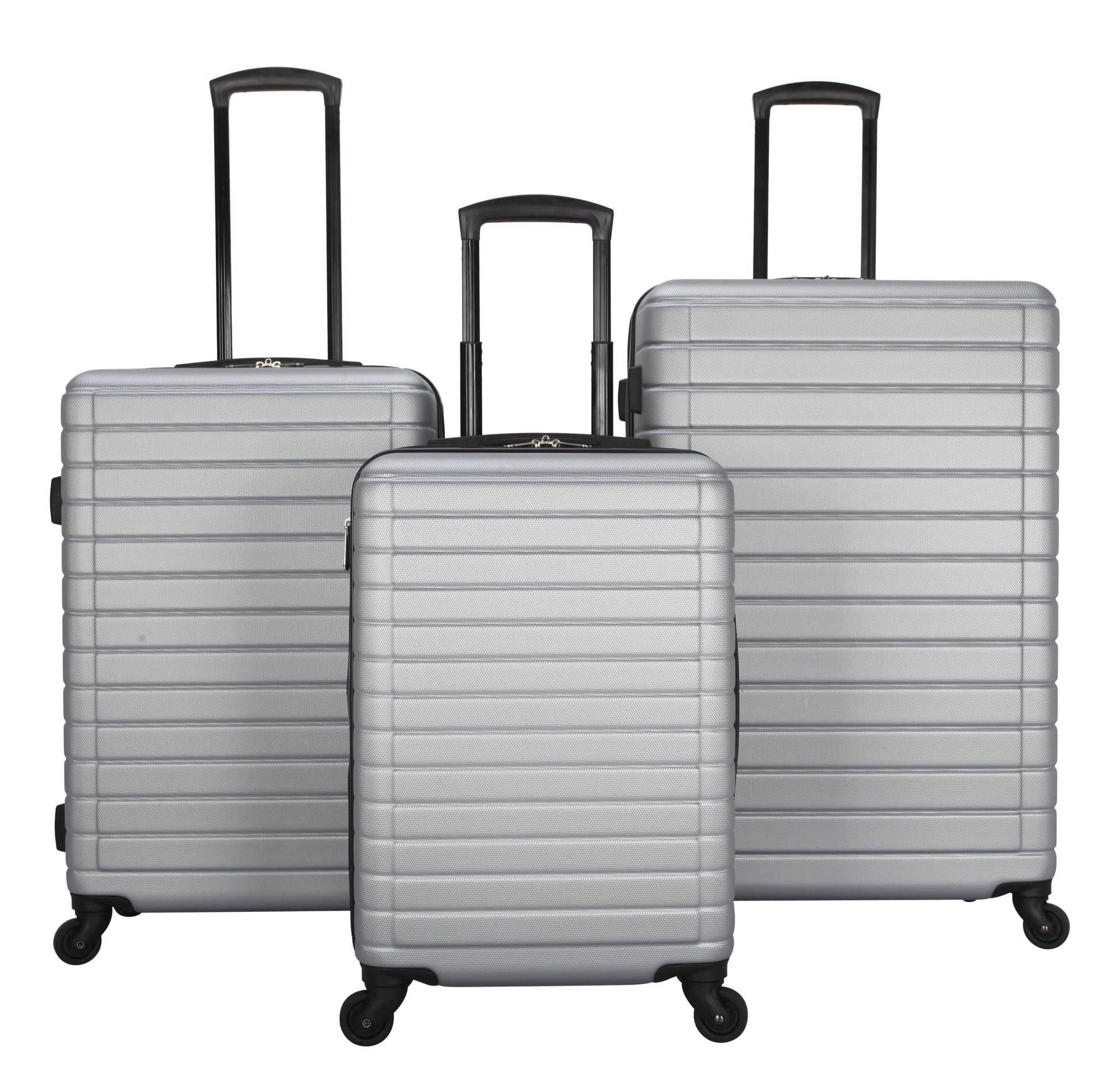 Vacationer 24-Inch Checked Expandable Hardside Luggage with 360-Spinner Wheels and Divider Pockets, Silver