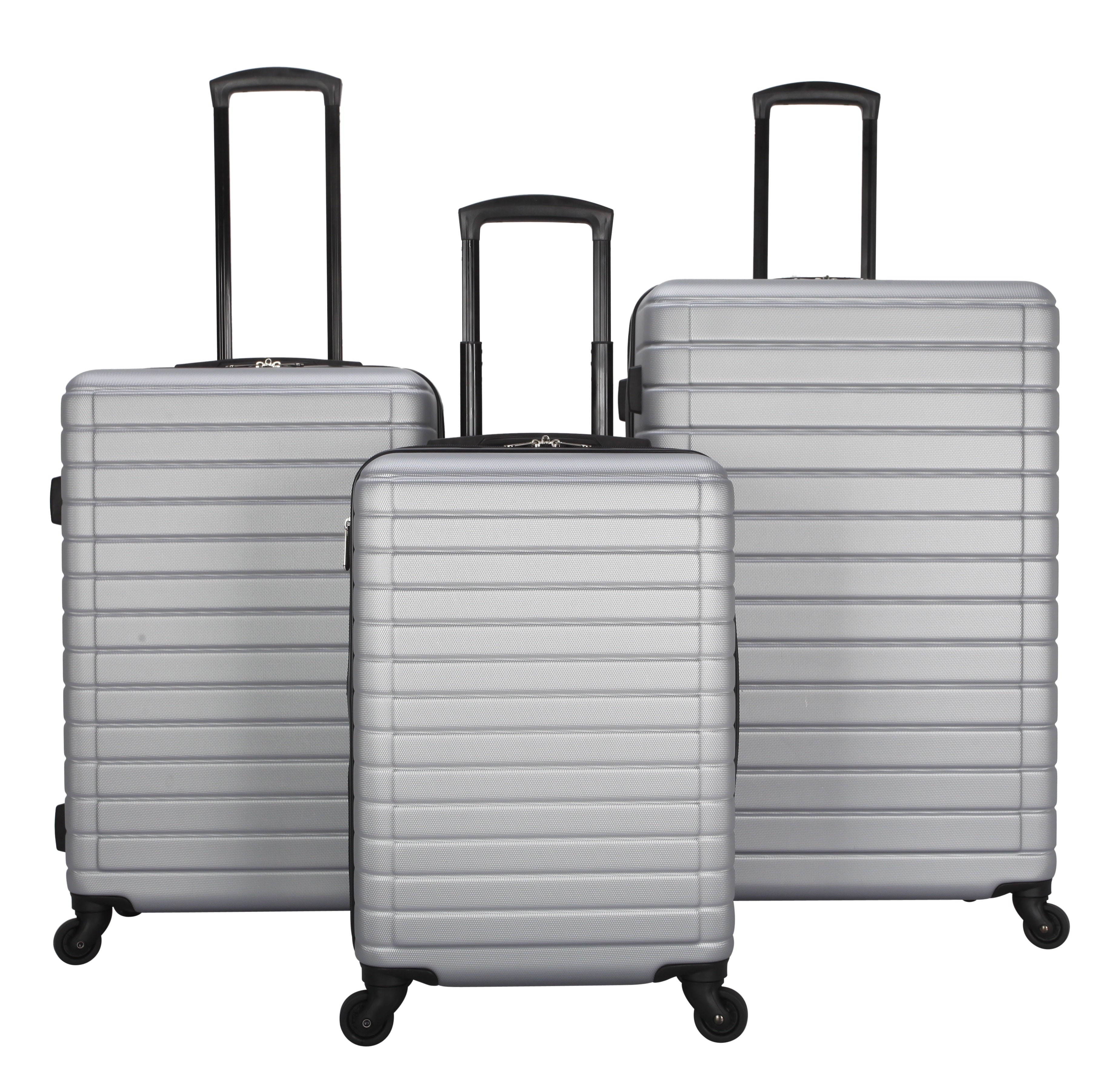 Vacationer 24-Inch Checked Expandable Hardside Luggage with 360-Spinner Wheels and Divider Pockets, Silver