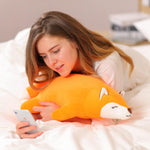 Fox Stuffed Animals Not Weighted, Cute Big Lying Fox Plush Toy, 18.1In Kawaii Soft Plushies, Hugging Body Pillow for Christmas/Birthday/Party Gifts Presents for Kids Girls Boys Adults