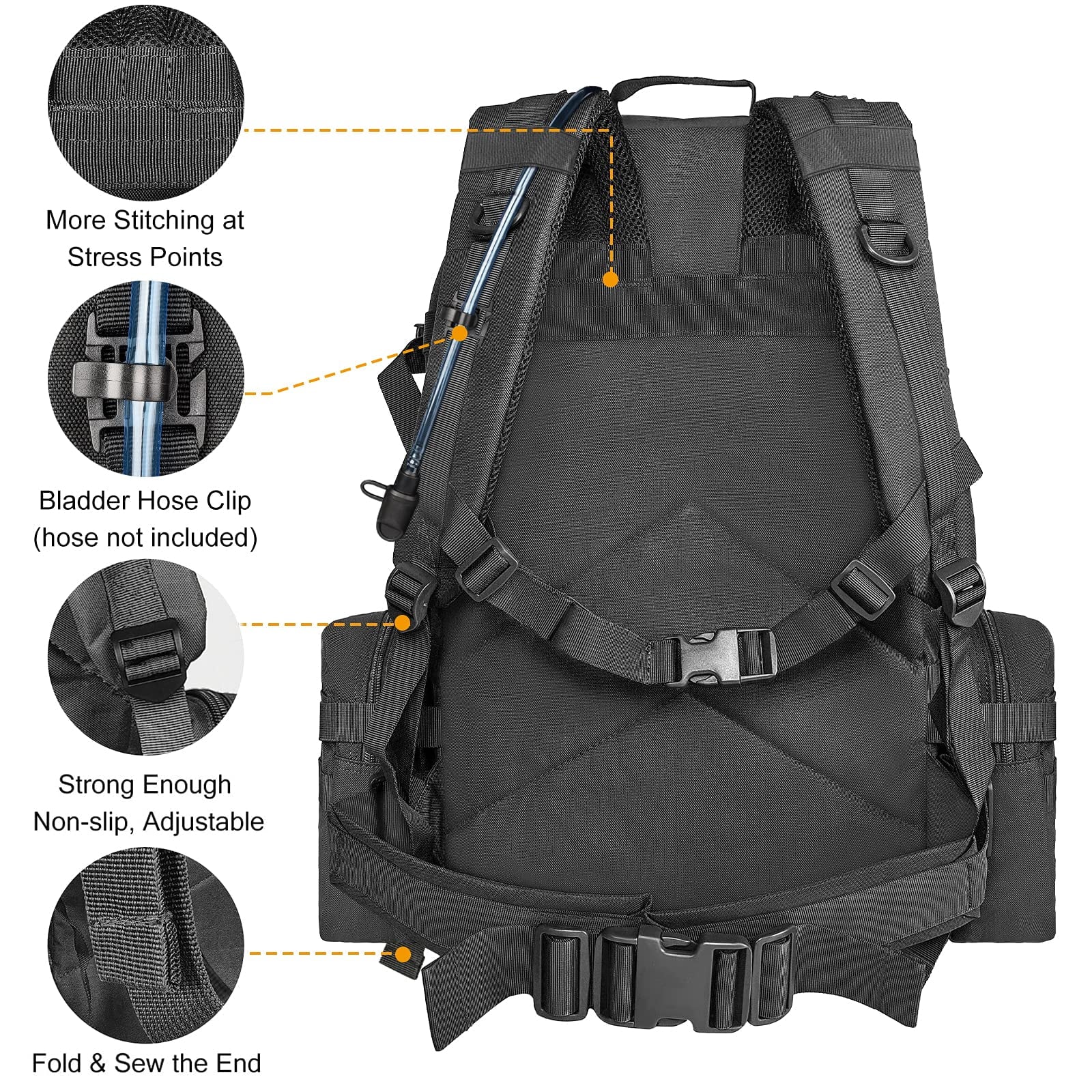 60L Camping Hiking Backpack, Large Multifunction Outdoor Sport Backpack, Black with Patch