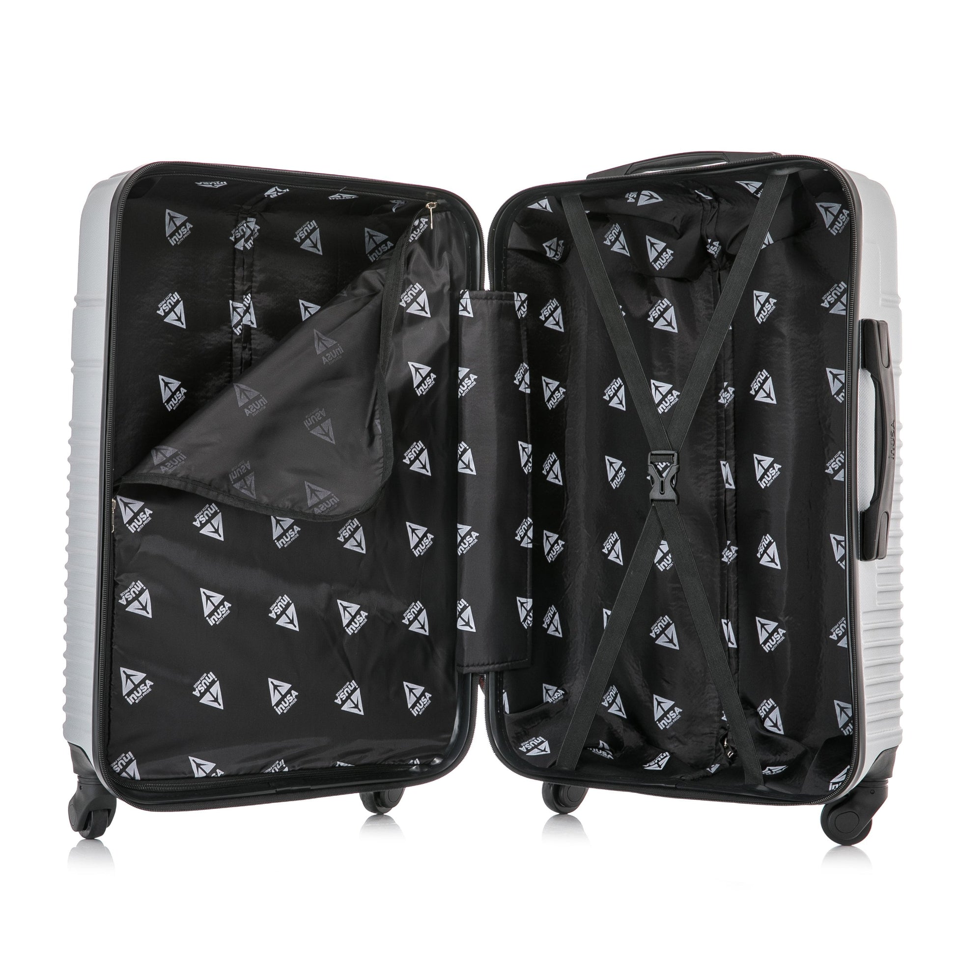 Resilience 24" Hardside Lightweight Luggage with Spinner Wheels, Handle, and Trolley, Silver