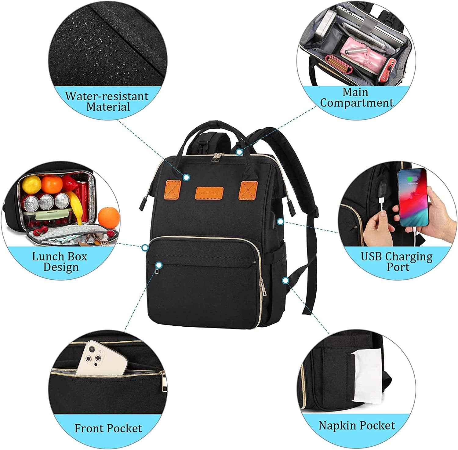 Lunch Backpack, Insulated Cooler Backpack Laptop Backpack Lunch Box Bag Travel Backpack for Women