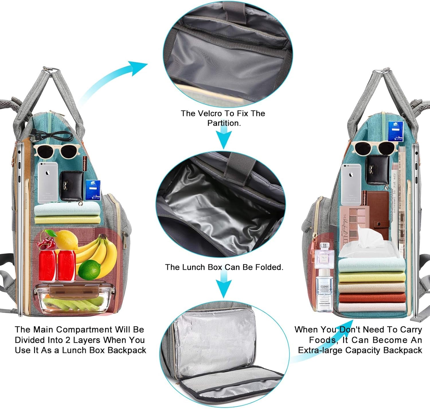 Lunch Backpack, Insulated Cooler Backpack Laptop Backpack Lunch Box Bag Backpack Travel Backpack for Women