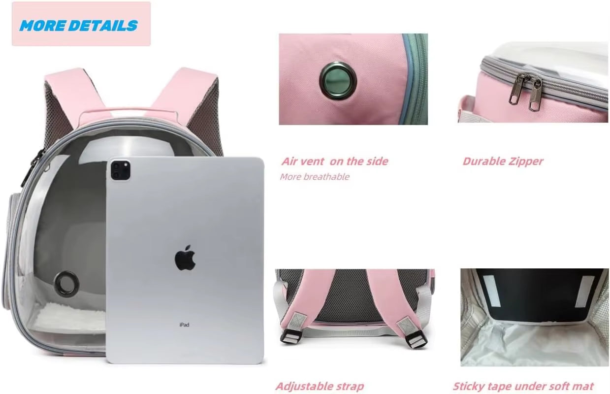 Small Animal Backpack Portable Travel Backpack Space Cabin Bubble Window Backpack (Pink)