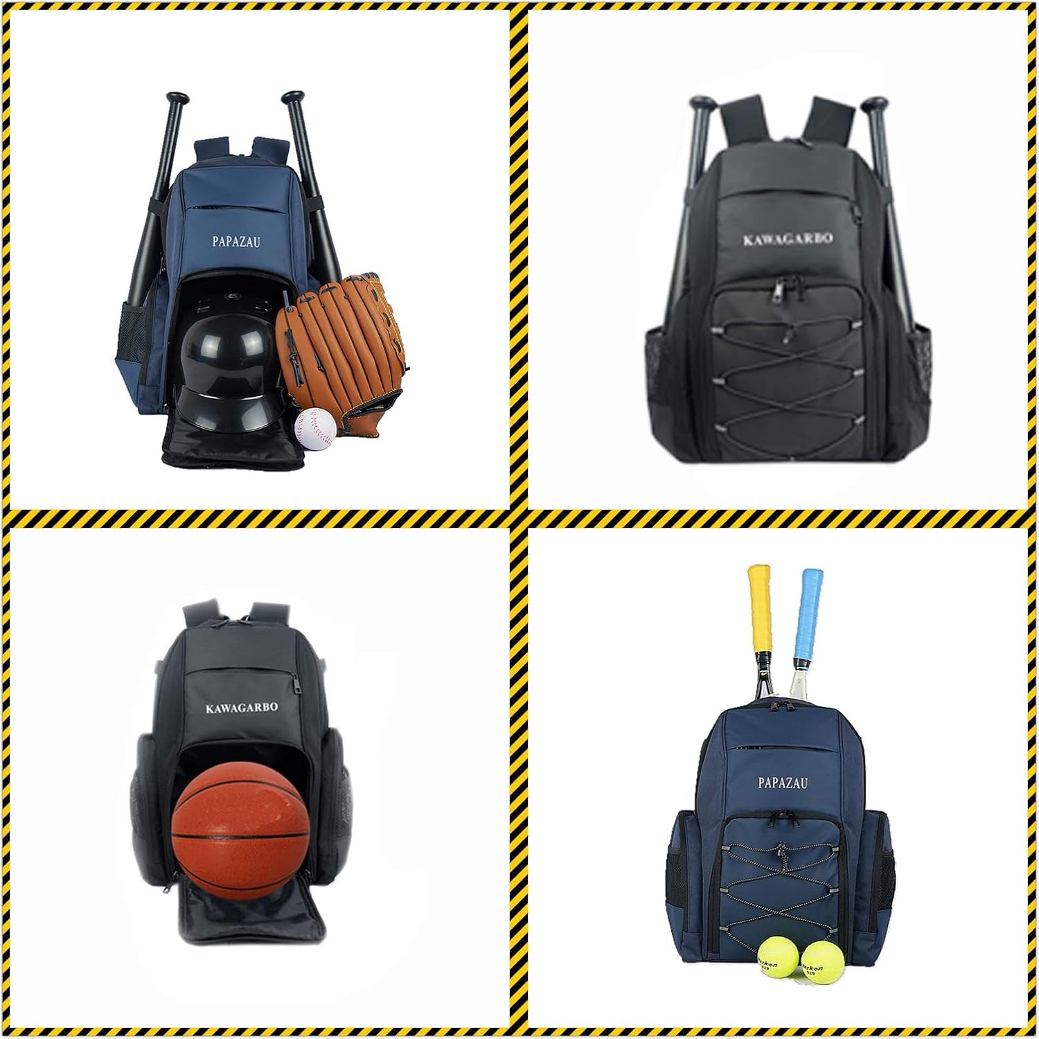 Baseball Softball T-Ball Bat Backpack Basketball Backpack Tennis Badminton Racket Backpack Soccer Backpack Bags for Football Volleyball (Black)