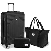 3 Piece Hardshell Luggage Set, Lightweight Suitcase with TSA Lock Spinner Wheels, 20/24/28 In, Black