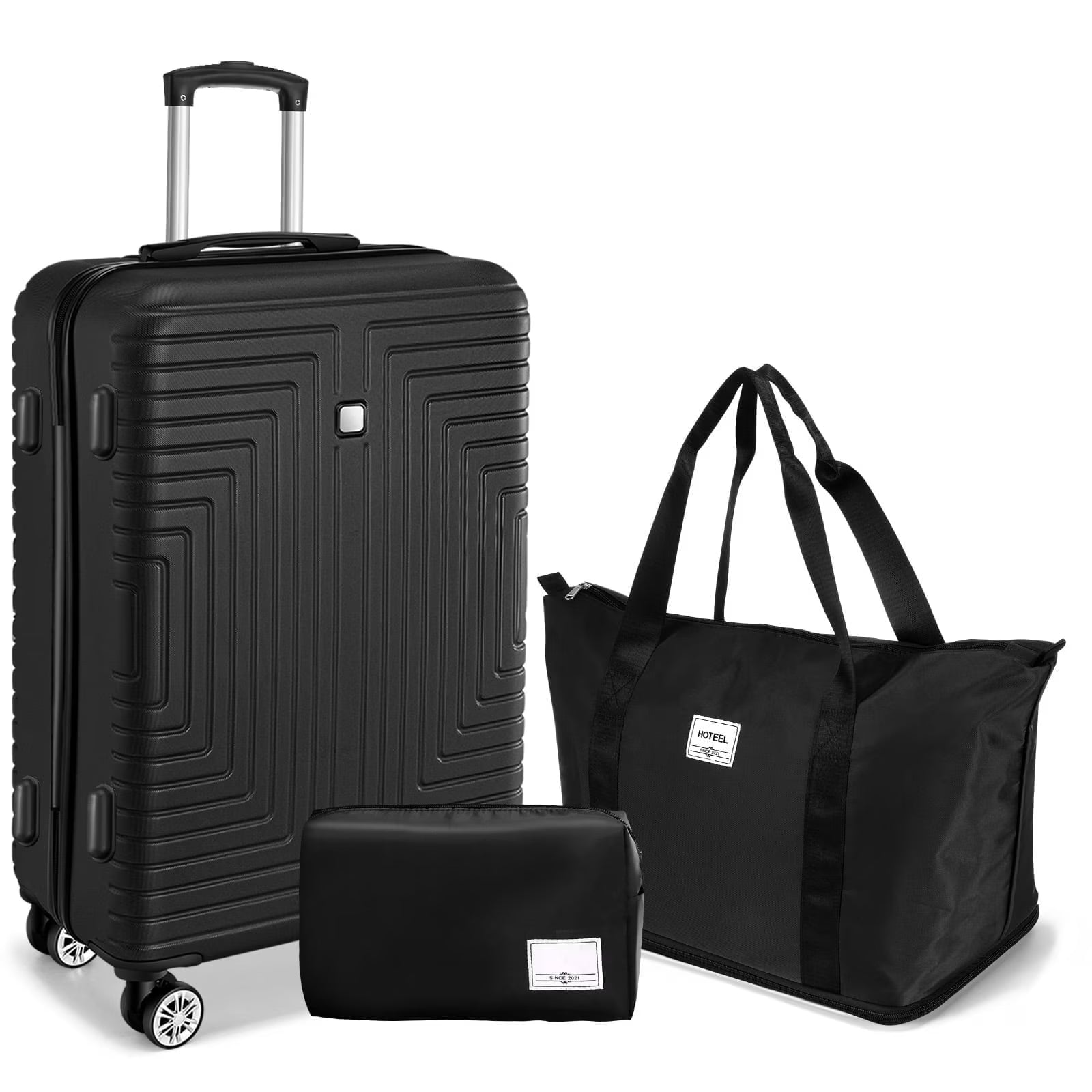 3 Piece Hardshell Luggage Set, Lightweight Suitcase with TSA Lock Spinner Wheels, 20/24/28 In, Black