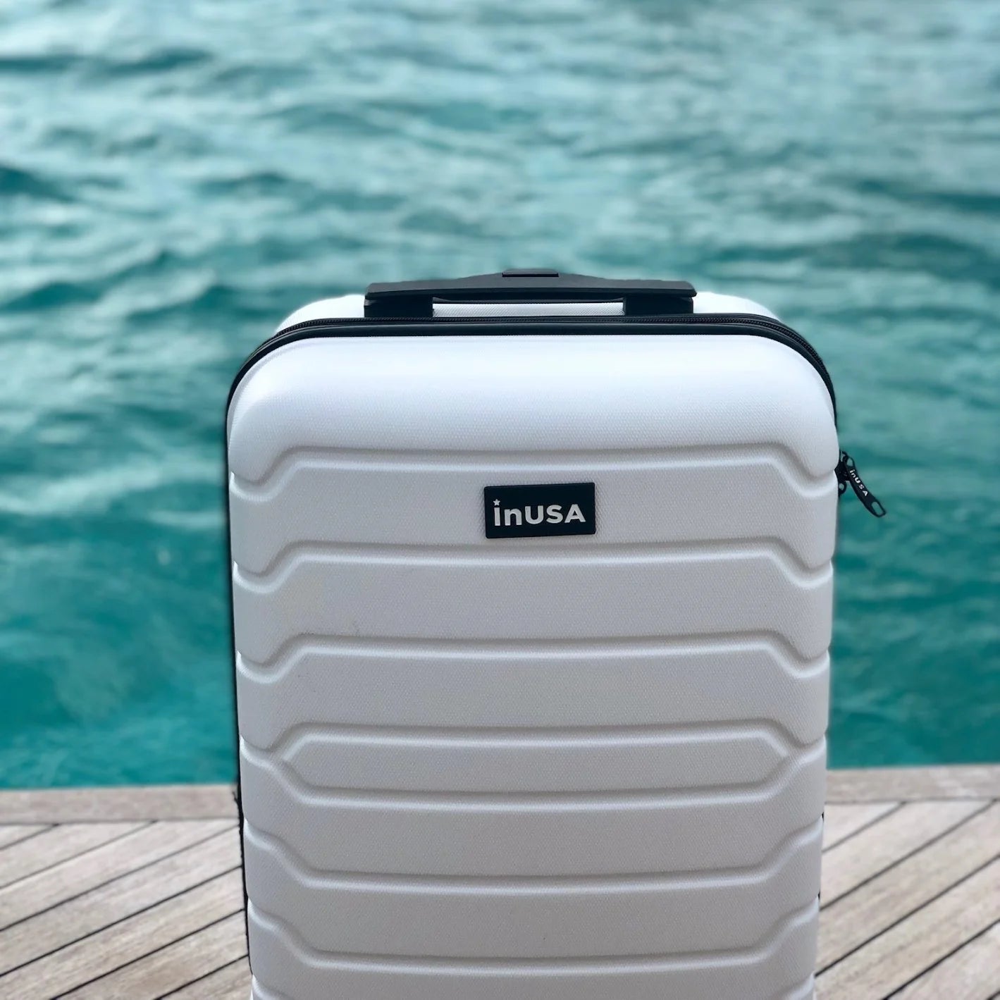 Trend 24" Hardside Lightweight Luggage with Spinner Wheels, Handle, and Trolley, White