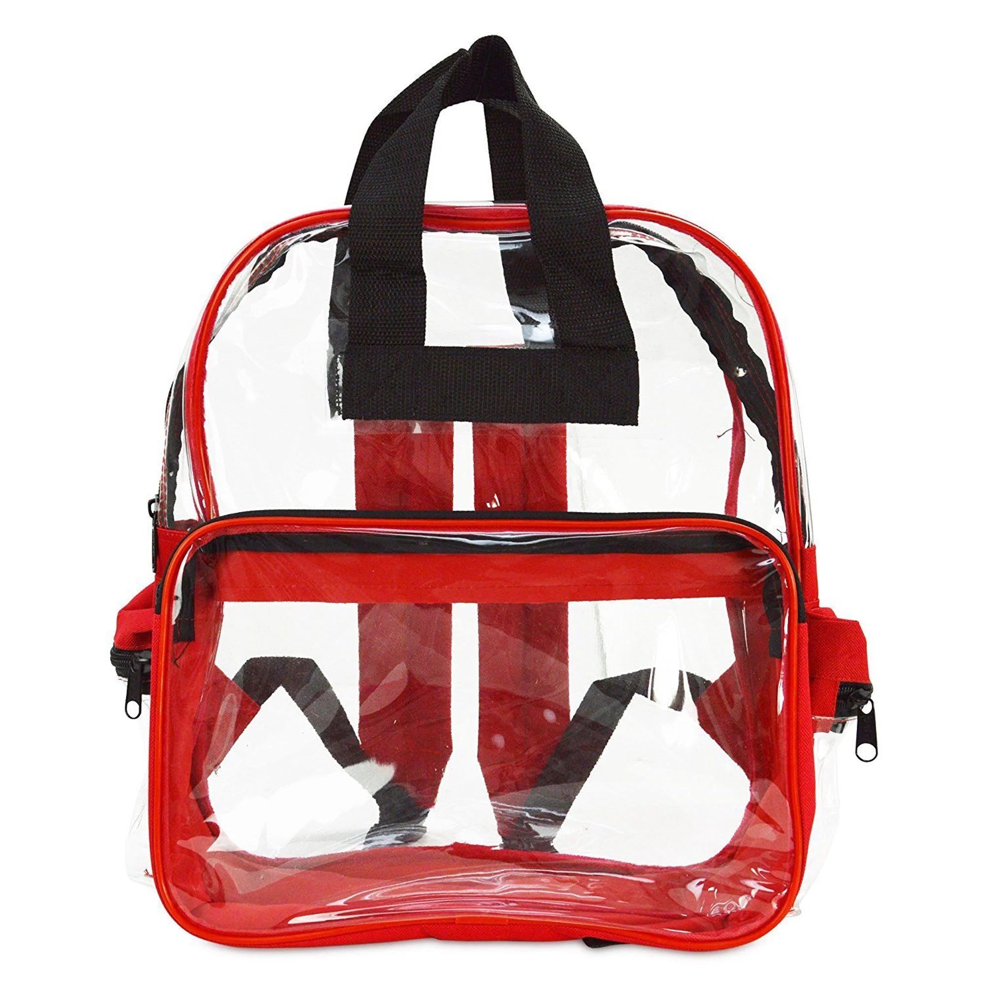 Clear Backpack Camping Hiking Daypacks NFL Sports Events Approved Backpack, Music Events Backpack, Custom Clear CBP School Backpack Transparent Backpacks, Laptop Backpack (Clear - 15") Red/Clear