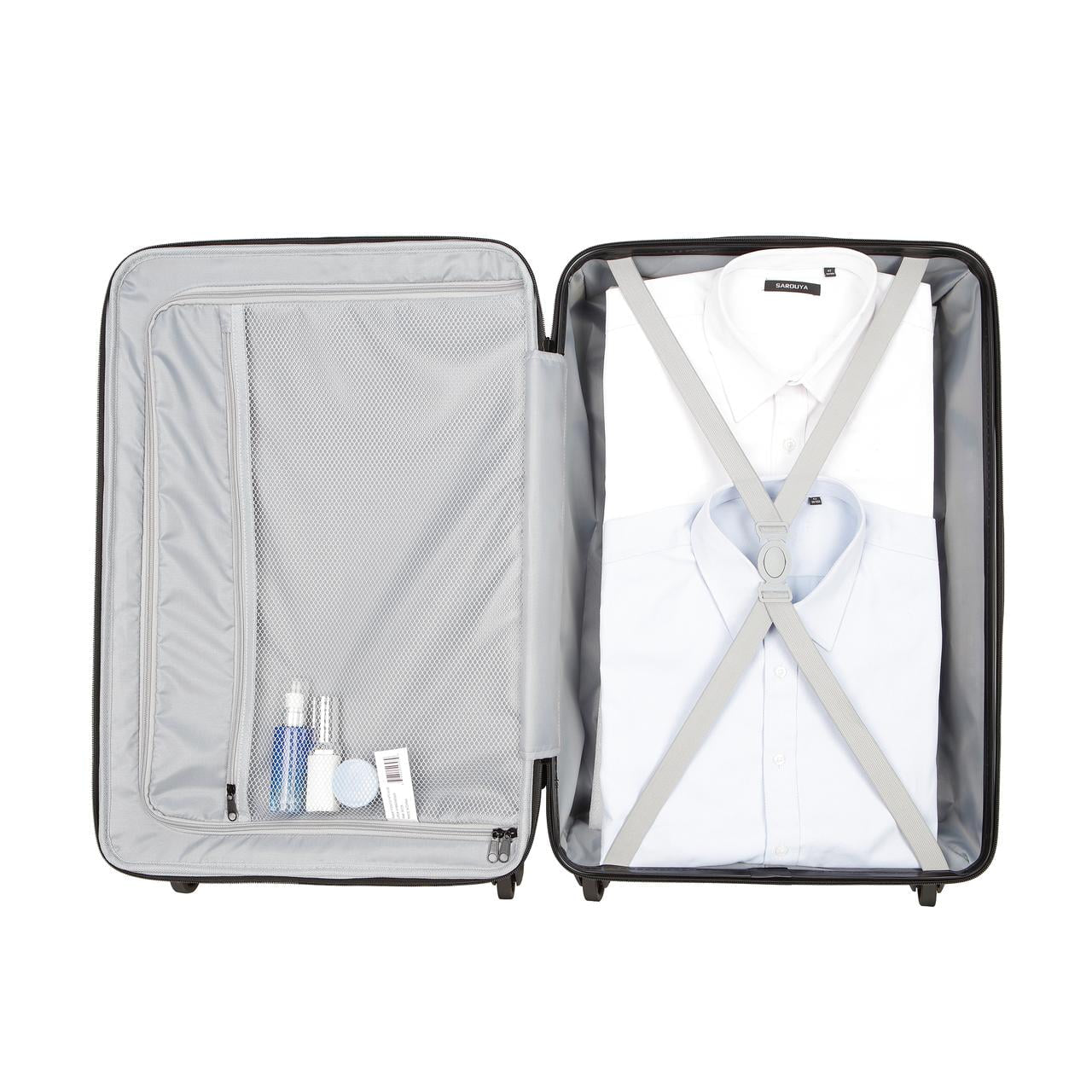 Vacationer 24-Inch Checked Expandable Hardside Luggage with 360-Spinner Wheels and Divider Pockets, Silver