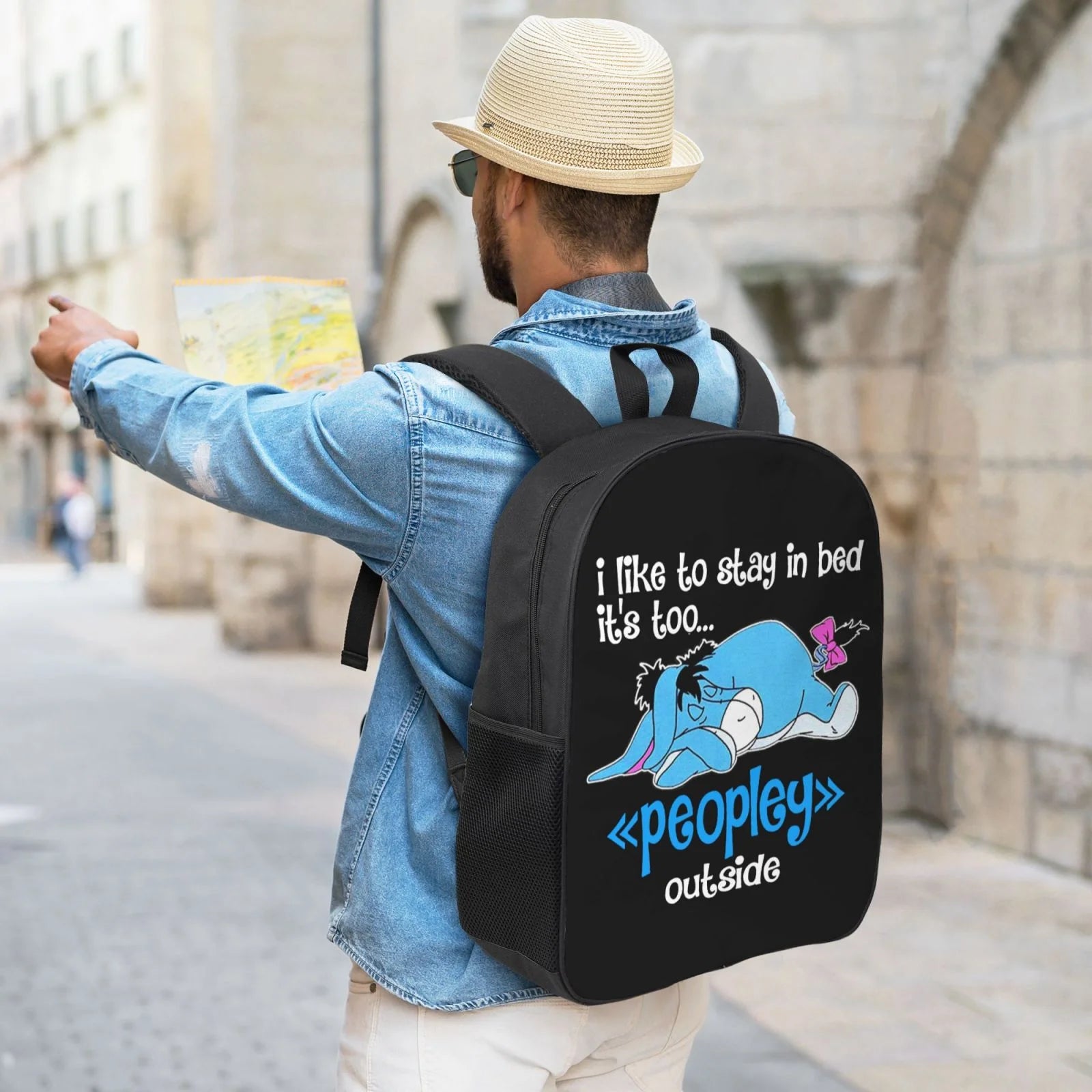 Namilady Too Peopley outside Eeyore Backpack Simple Lightweight Backpack Fashion Travel Backpack Laptop Backpack 17 Inch