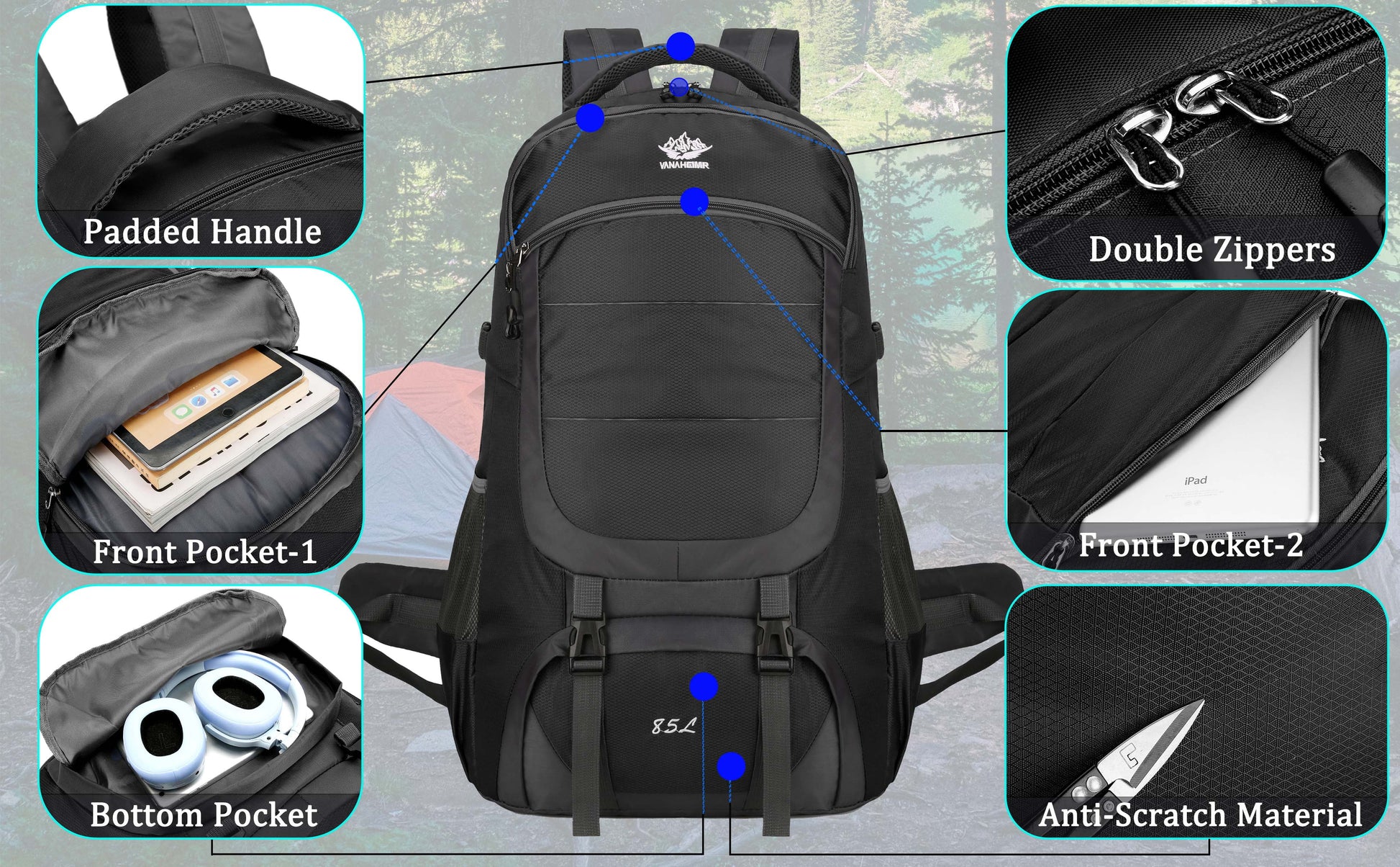 85L Hiking Camping Backpack,Hunting Climbing Backpack for Outdoor,Backpack Water Resistant,Tactical Backpack for Men Women