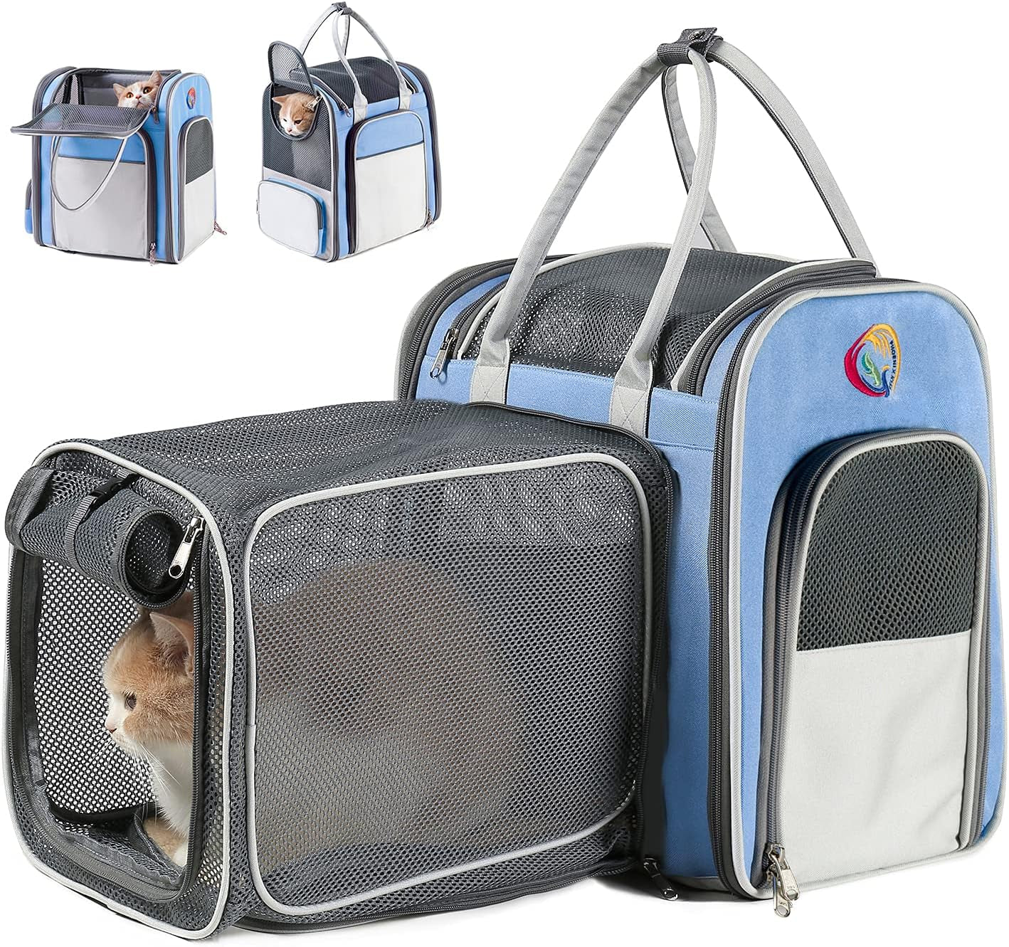 Cat Backpack Expandable - Pet Carrier Backpack - Cat Carrier Backpacks for Large Cats 20Lbs, Puppy Pet Backpack Carrier for Small Dogs, Airline Cat Travel Backpack Hiking Breathable Mesh