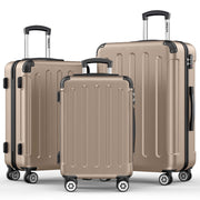 3 Piece Luggage Sets Hardshell Lightweight Suitcase with TSA Lock Spinner Wheels, Champagne