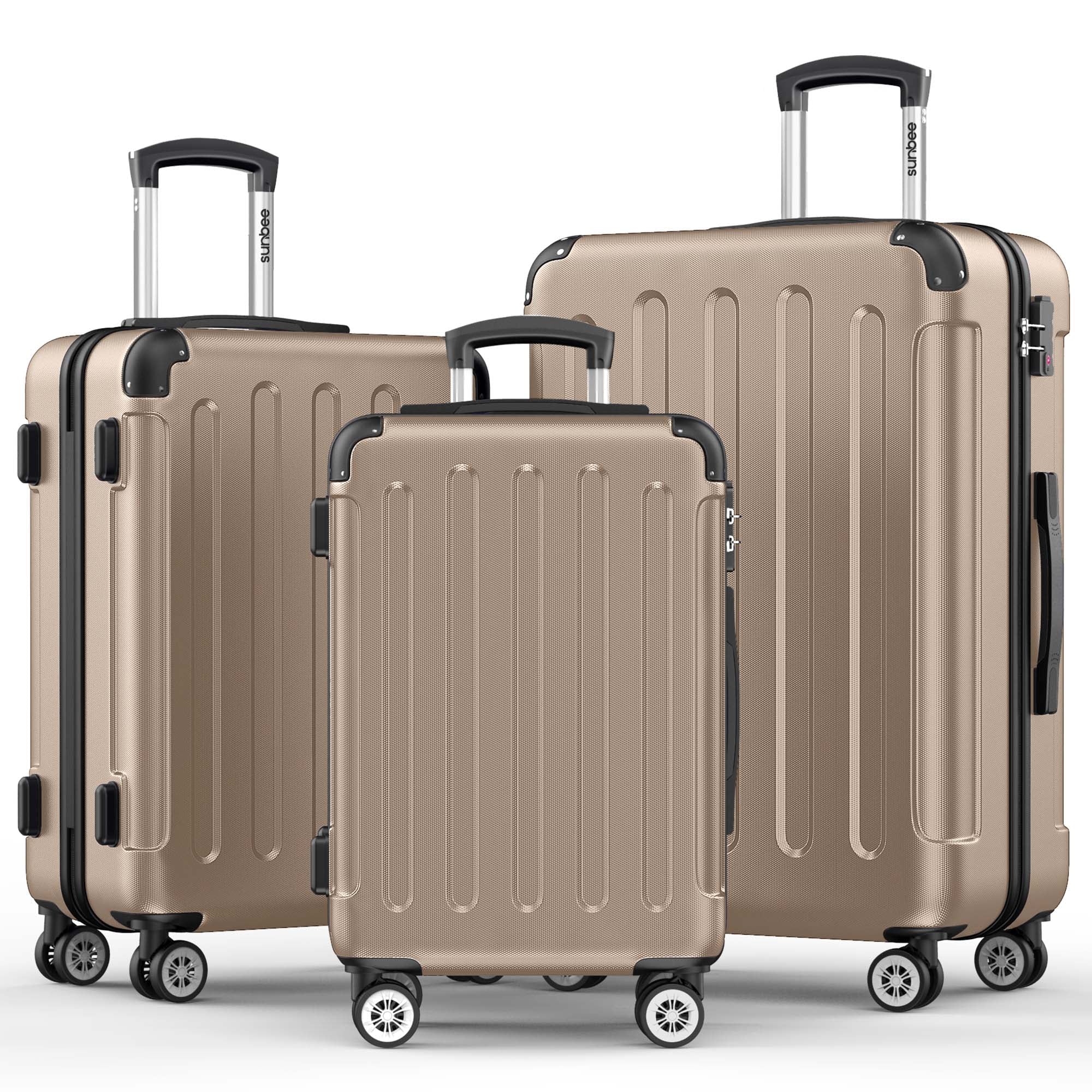 3 Piece Luggage Sets Hardshell Lightweight Suitcase with TSA Lock Spinner Wheels, Champagne