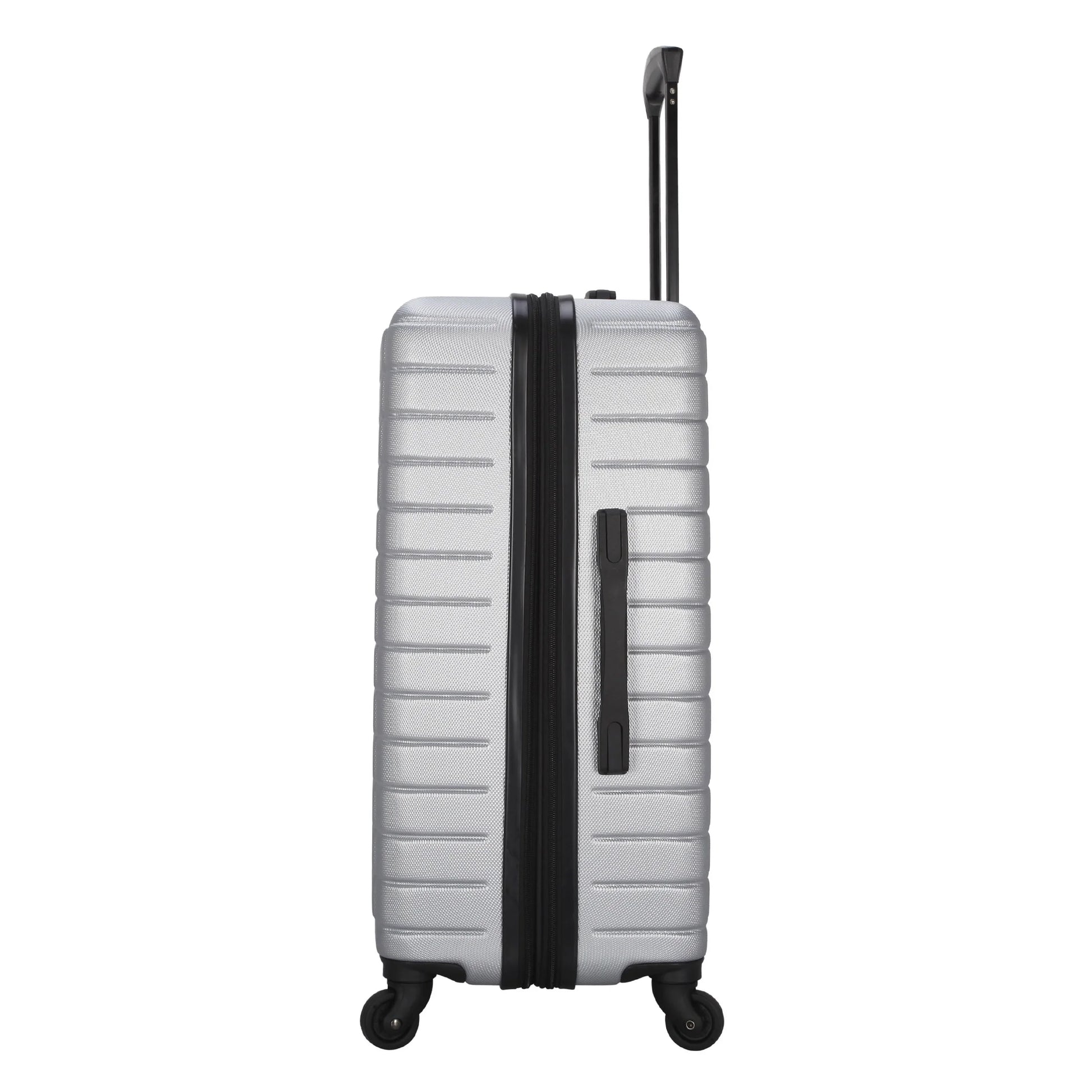 Vacationer 24-Inch Checked Expandable Hardside Luggage with 360-Spinner Wheels and Divider Pockets, Silver