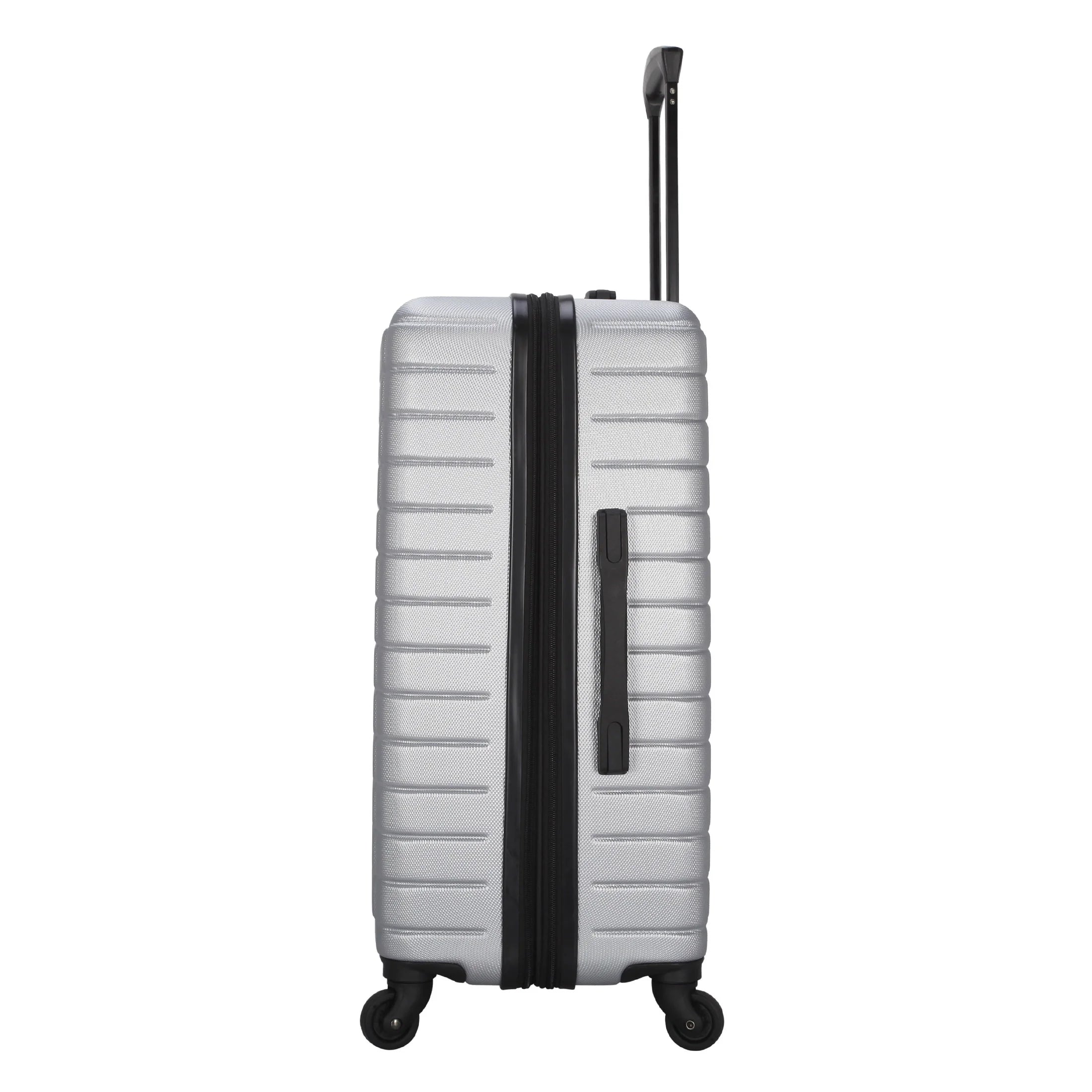 Vacationer 24-Inch Checked Expandable Hardside Luggage with 360-Spinner Wheels and Divider Pockets, Silver