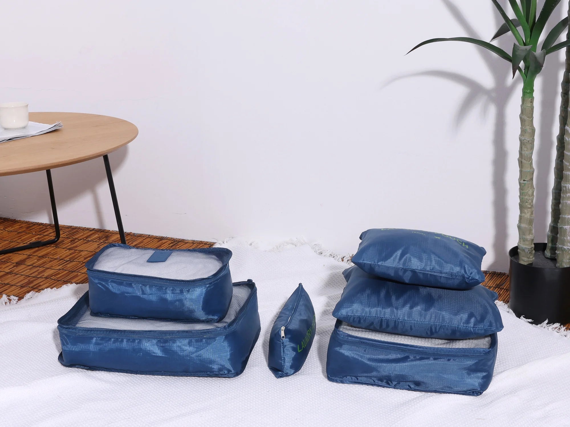 6 Set Travel Bag for Storage Closet Organizers Travel Accessories Blue