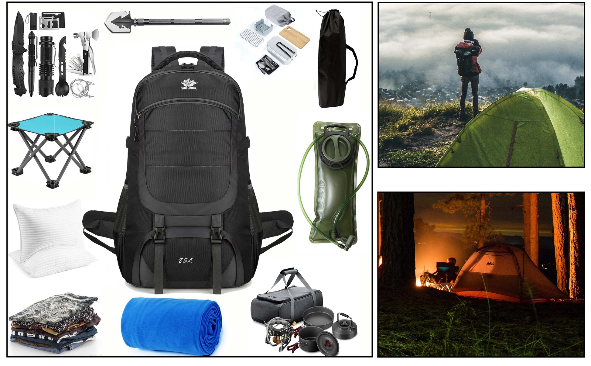 85L Hiking Camping Backpack,Hunting Climbing Backpack for Outdoor,Backpack Water Resistant,Tactical Backpack for Men Women