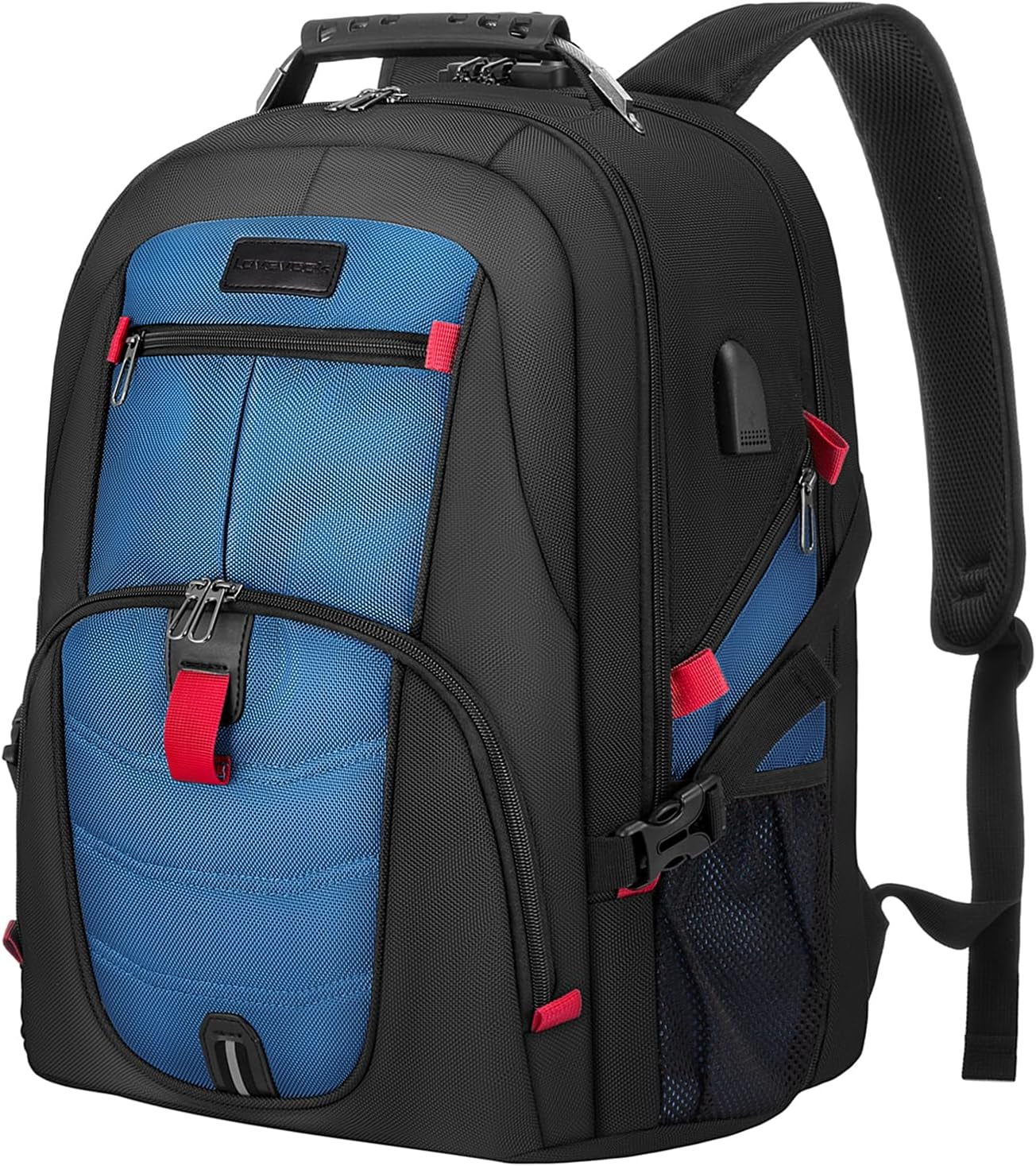 Travel Laptop Backpack Waterproof anti Theft Backpack with Lock and USB Charging Port Large 17-17.3 Inch Computer Business Backpack for Men Women Blue