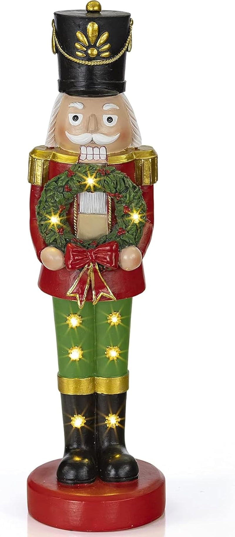 Christmas Snowman Figurines - Resin Nutcracker LED Light up Snowman Indoor Festive Fiber Optic Decorations