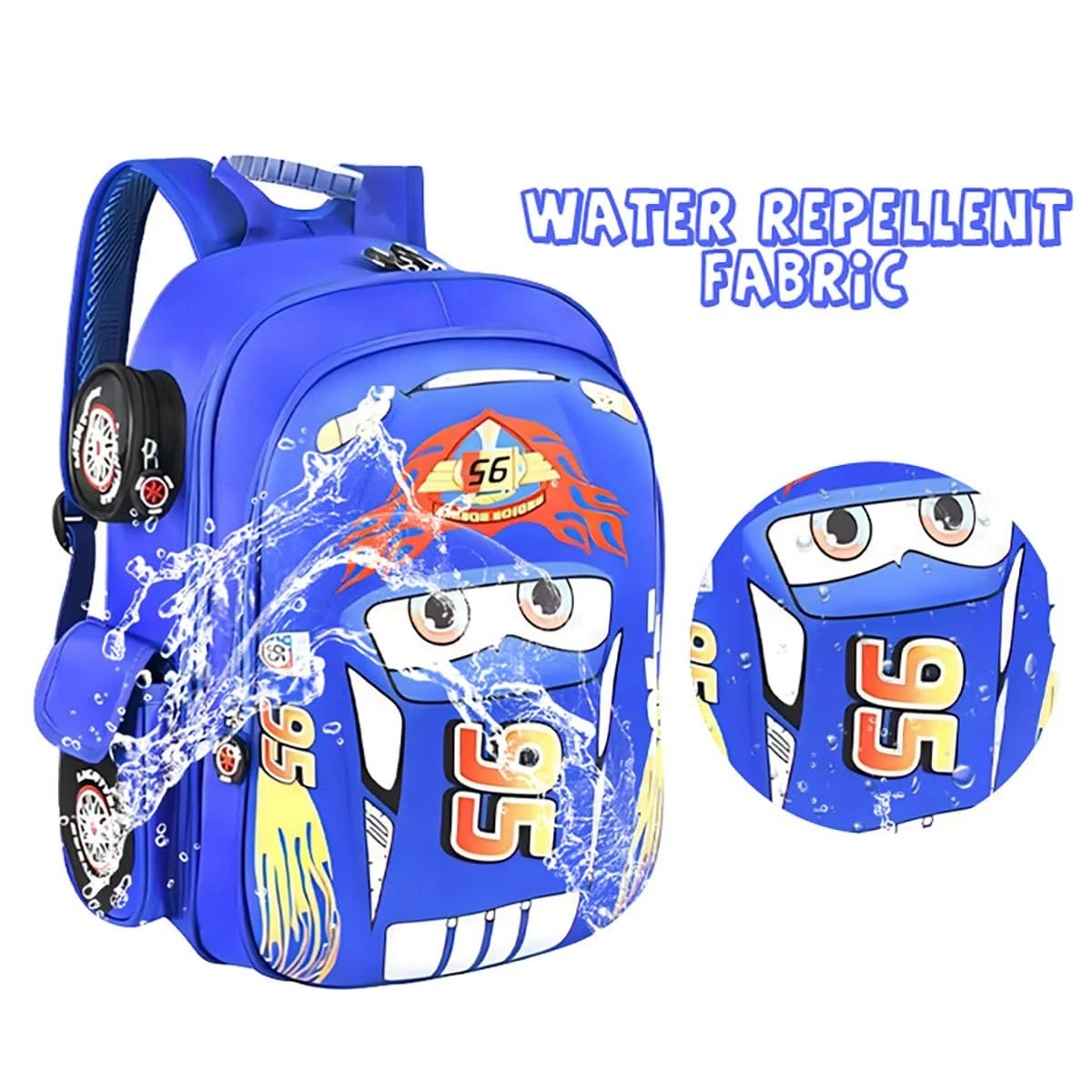 Cars Lightning Mcqueen Backpack 3D Pocket Cartoon Backpack Mini Red Racing Backpack