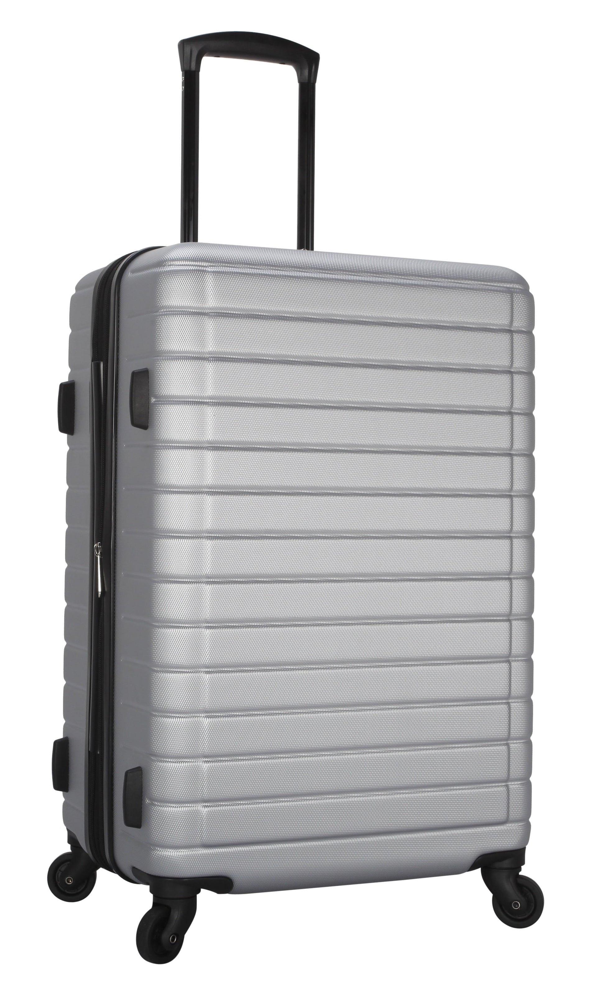 Vacationer 24-Inch Checked Expandable Hardside Luggage with 360-Spinner Wheels and Divider Pockets, Silver