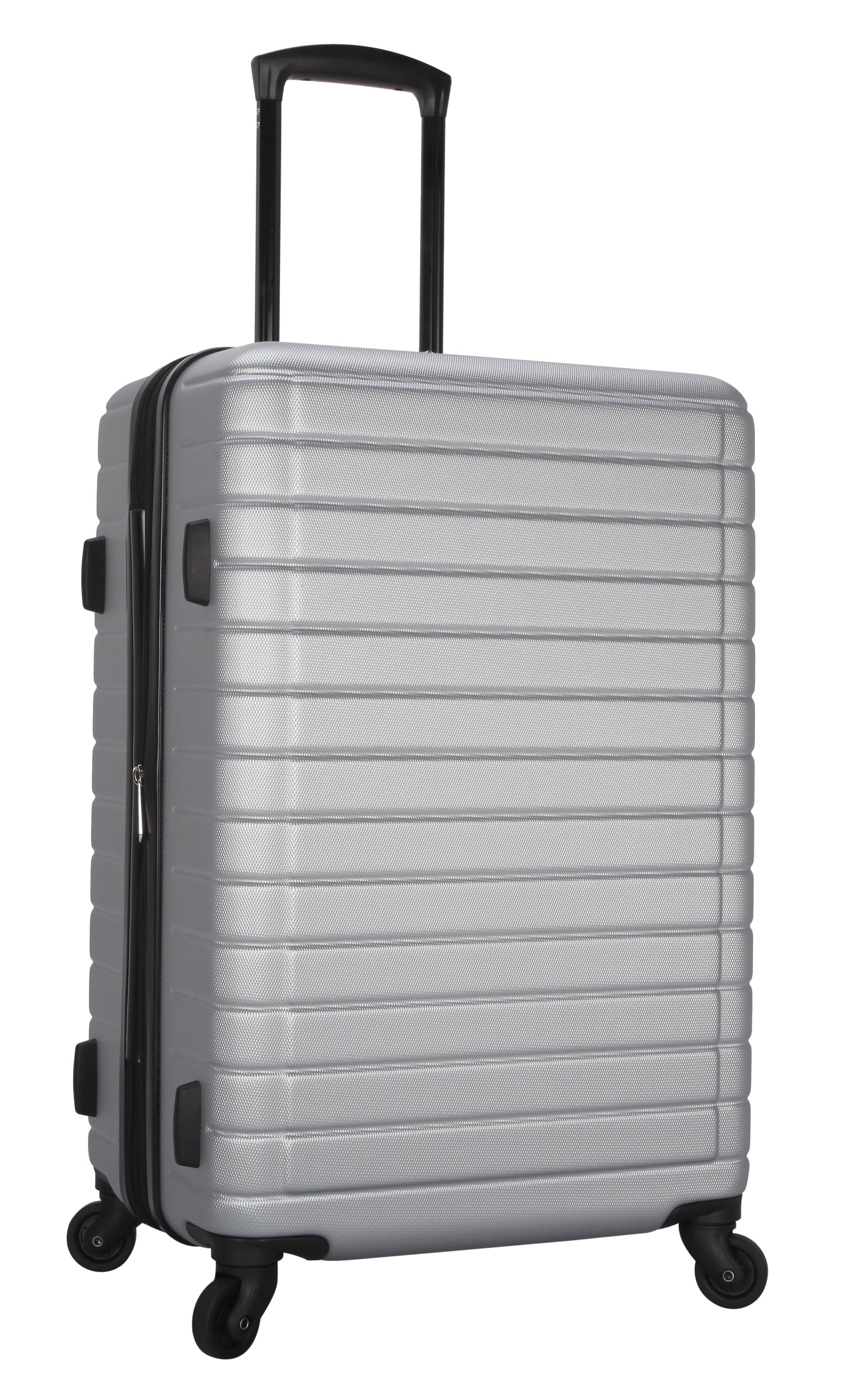 Vacationer 24-Inch Checked Expandable Hardside Luggage with 360-Spinner Wheels and Divider Pockets, Silver