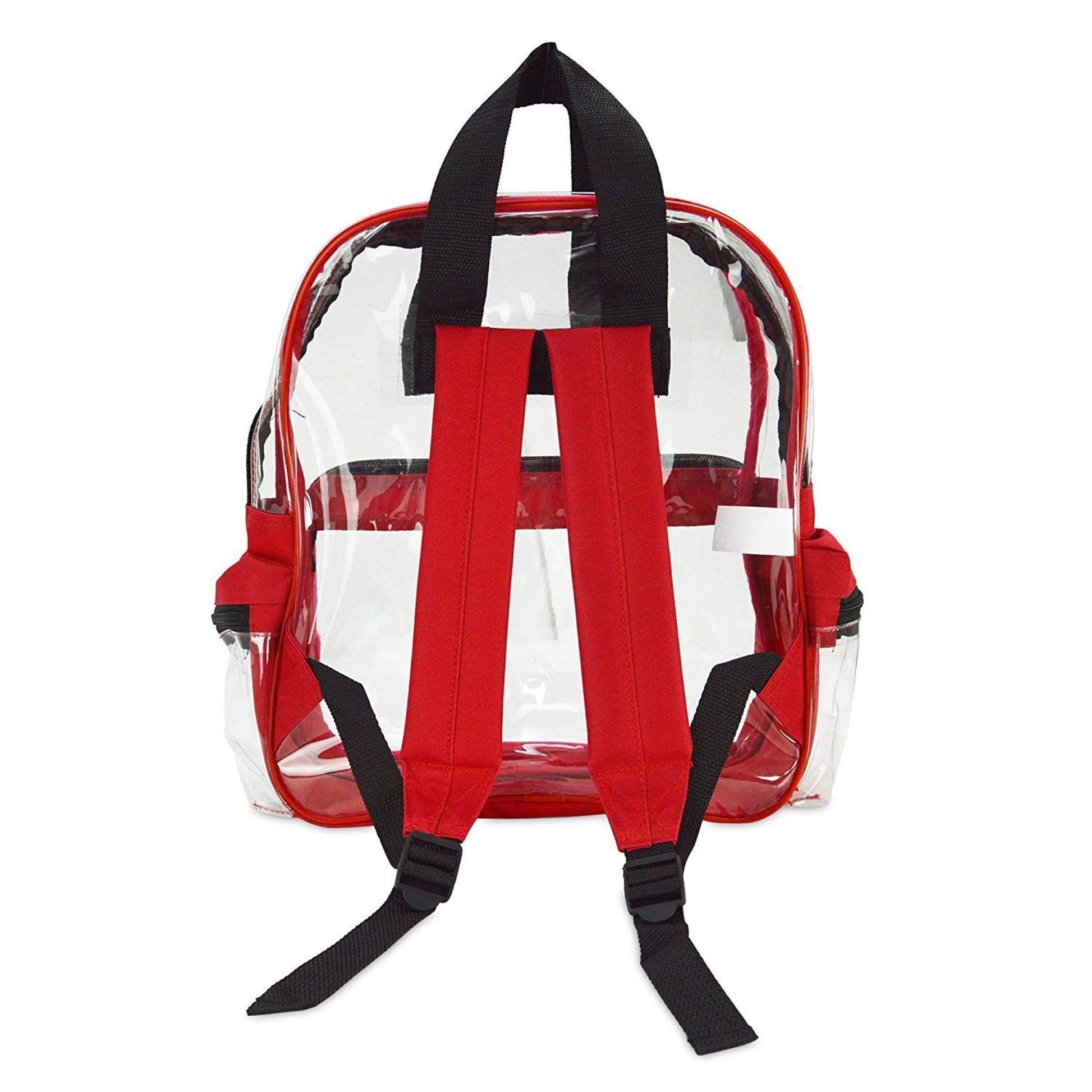 Clear Backpack Camping Hiking Daypacks NFL Sports Events Approved Backpack, Music Events Backpack, Custom Clear CBP School Backpack Transparent Backpacks, Laptop Backpack (Clear - 15") Red/Clear